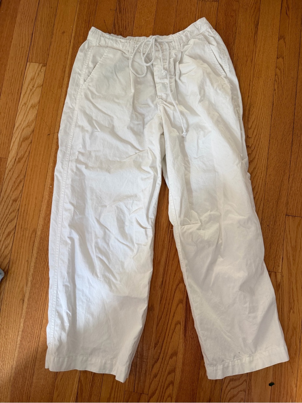 Free People Drawstring Pants Barrel Cotton White Size XS